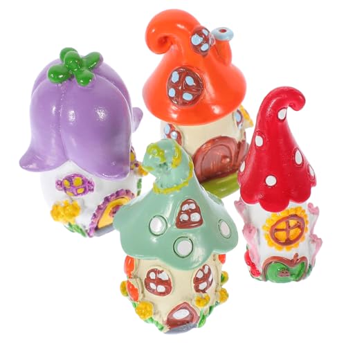Supvox 4 Stück Mikro-landschaftsdekoration Anlage Ornamente Feen Zwerge Draußen Miniatur Fälschung Drinnen Figuren Bastelset Mini-Ornament Mini-landschaftshandwerk Hausbedarf Harz von Supvox