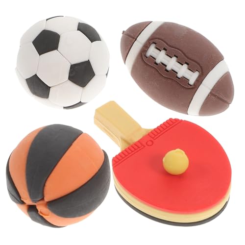 Supvox 4 Stück Mini-Dekorationswerkzeuge tischtennisball Tischtennis Platte badketball Football Balls Home Decoration Mini-Ornament Miniatur-Fußballmodell Mini-Hausball- Gummi von Supvox