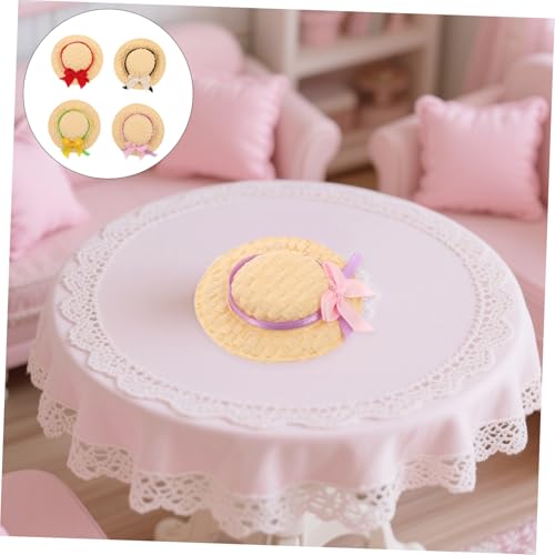 Supvox 4 Stück Mini Handgewebte Strohhüte Kleine Bastel-doll Caps Künstlerische Mini Hüte Für DIY Bastelprojekte Puppenhaus Dekoration von Supvox