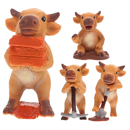 Supvox 4 Stück Miniatur Kühe Figuren Teiliges Cattle Modell für Kinderzimmer Dekoration Realistische Tier Spielzeuge aus Hochwertigem Sammlung für von Supvox