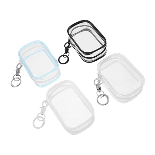 Supvox 4 Stück PVC Aufbewahrungstaschen Transparent Quadratisch Struktur mit Schlüsselanhänger für Plüschtiere und Figuren Stabil Tragbar für Ausflüge und Sammelobjekte von Supvox