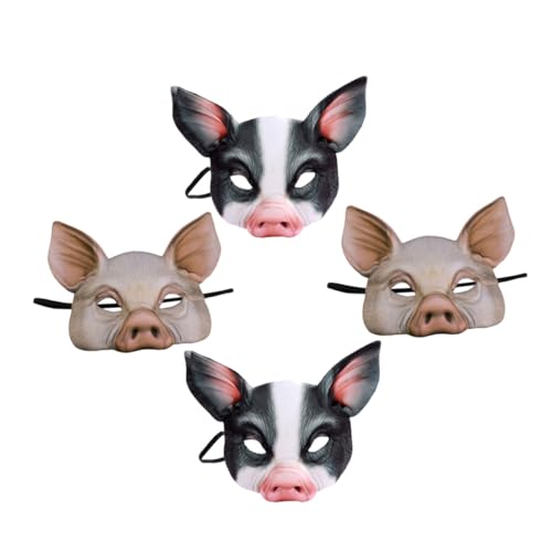 Supvox 4 Stück Party Schweinemaske Schweinemaske Für Karneval Tier Halbgesichtsmaske Halloween Masken Party Cosplay Requisite Tiermaske Foto Requisite Süße Cartoon Maske von Supvox