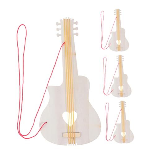 Supvox Jungen- Und Mädchenfreundliche Holzgitarre 4 Stück Bastelscheiben Für Musikunterricht Kreativität Dekoration von Supvox