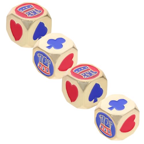 Supvox 4 Stück Pokerwürfel aus Metall Deck Würfelspiel Blau Club-Würfel- Karneval Würfel Retro-Würfel Spiel-Requisiten-Würfel Zinklegierung Golden von Supvox