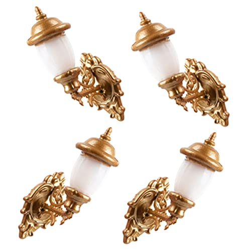 Supvox 4 Stück Puppenhaus Wandleuchte mikrolandschaft Wandleuchte Gold Sandtisch Miniaturbeleuchtung Kompakte Wandleuchten Lampe Mini-Lichter leichte Verzierung Abs von Supvox