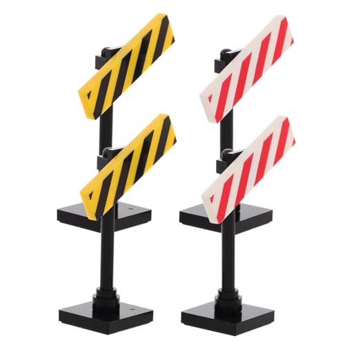 Supvox 4 Stück Puppenwarnschild verkehrszeichen DIY Verkehrsszenen lernspielzeug Kleine Bausteine kleine Zeichen Hausschilder Warnzeichen Plastik von Supvox