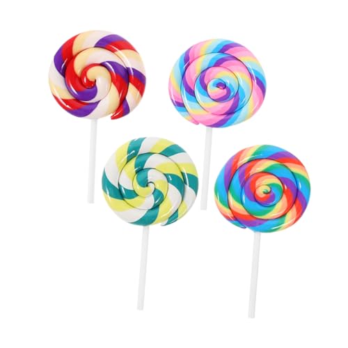 Supvox 4 Stück Simulation Lutscher Bunte Lutscherstäbchen Karnevalslutscher Lutscher Requisiten Dekorationen Wirbellutscher Lutscher Swizzle Lutscher Gefälschte Lutscher Polymer Clay von Supvox