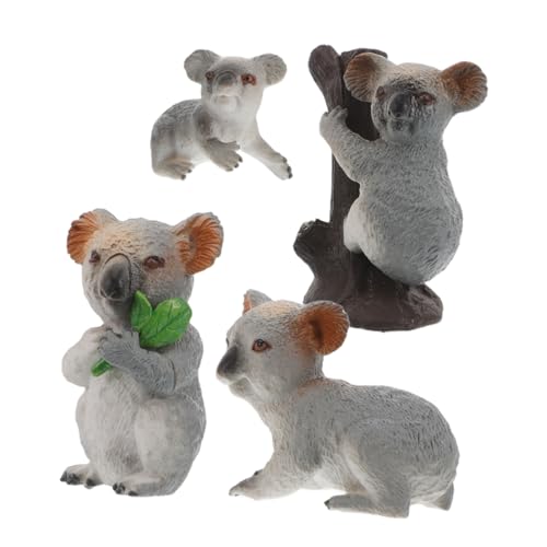 Supvox 4 Stück Simulation Tiermodell Koala Partyzubehör Miniatur Koala Figuren Feengarten Koala Ornamente DIY Terrarium Tierhandwerk Mini Koalabär Figuren Koala Figur Grau PVC von Supvox