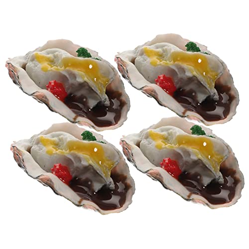 Supvox 4 Stück Simulationsausternmodell Schaltier realistische Schalentiere Garnelen Lebensmittelmodell Gefälschtes künstliches lebensechtes Essen PVC von Supvox
