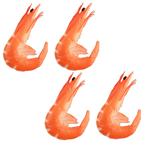 Supvox 4 Stück Simulationsgarnelenmodell Spielzeugnahrung gefälschte Garnelen Ozeandekor Fisch-Modell Garnelendekorationen Simulation gekochtes Garnelen -Lebensmittelmodell PVC rot von Supvox