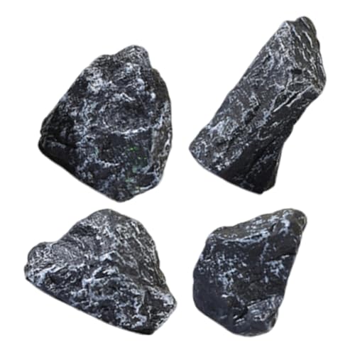 Supvox 4 Stück Simulierte Steingartenornamente Dekoration künstlicher Stein drinnen Minis Miniatur dekorative Steine Felsen Ornament Rock- gefälschte Felsen Kunstharz Black von Supvox