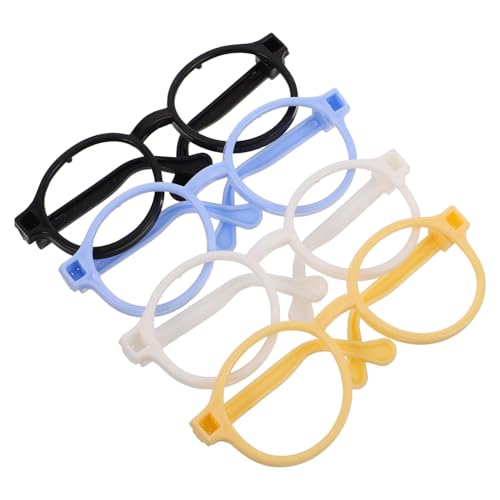 Supvox 4 Stück Spielzeugzubehör Puppe Verkleiden Zubehör Mini-Brille Winzige Brille Puppe Sonnenbrillenrahmen Minibrille Für Puppen Party-brillengestell Puppenbrillen Plastik von Supvox