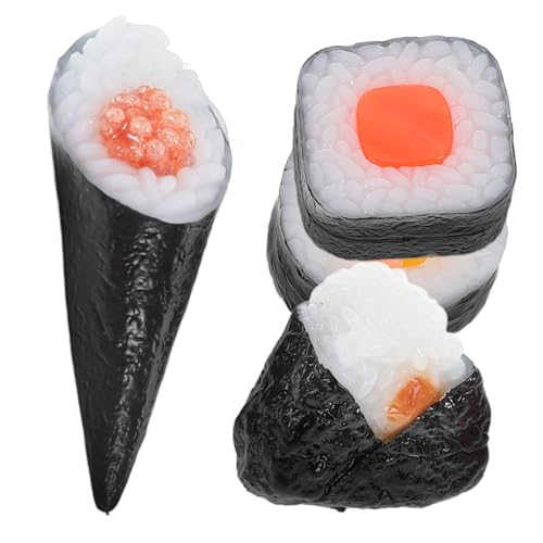 Supvox 4 Stück Sushi Modell Sushi Dekoration Holz Lebensmittel Sushi Mottoparty Sushi Registrierkasse Sushi Simulation Reisbällchen Spielgeld Gefälschtes Computer Modell Sushi von Supvox