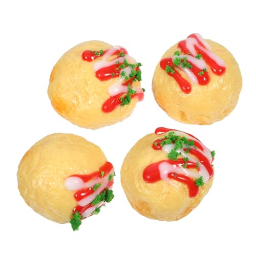 Supvox 4 Stück Takoyaki -Modell Snacks Mini-Ornament Miniaturdekor Mini Japanisches Essen Foto Requisite winziges Essen Mini-Snack realistisch zur Anzeige PVC von Supvox