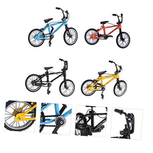 Supvox 4 Stück Teiliges Finger Bike Mini Mountain Bikes aus Aluminiumlegierung und Kunststoff Robustes Fingersport Gelb Blau Schwarz Orange für Erwachsene zum Fingertraining von Supvox