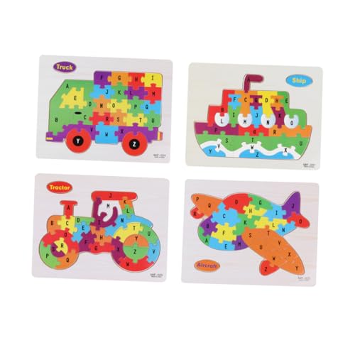 Supvox 4 Stück Teiliges Holz Alphabet Puzzle Buntes Mechanisches Muster Buchstaben Lernspielzeug für Kleinkinder und Vorschulkinder Pädagogisches Steckpuzzle Kreativität und Gedächtnis von Supvox