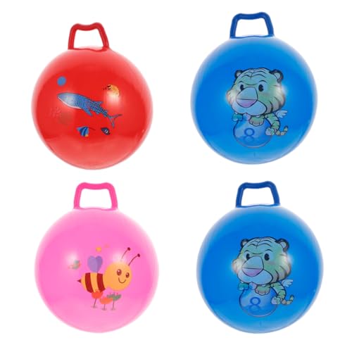 Supvox 4 Stück Teiliges Hüpfball mit Griff Bunte Springbälle für Outdoor Spiele Gleichgewichtstraining und Sensorische Geeignet für Jungen und Mädchen Ab Jahren von Supvox