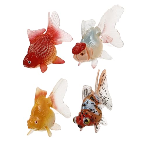 Supvox 4 Stück Teiliges Künstliche Realistische Goldfisch Modelle für Pädagogische Meeresbewohner Figuren Sichere Leicht zu Reinigende Plastikfische für Aquarium Spiel und Lernspaß von Supvox