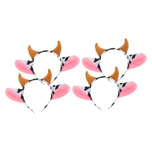 Supvox 4 Stück Teiliges Kuh Ohr und Horn Haarreifen Elastisch Leicht Bequem Cartoon Tier Haarreif für Kostüm und Cosplay Party Verstellbar für Erwachsene von Supvox