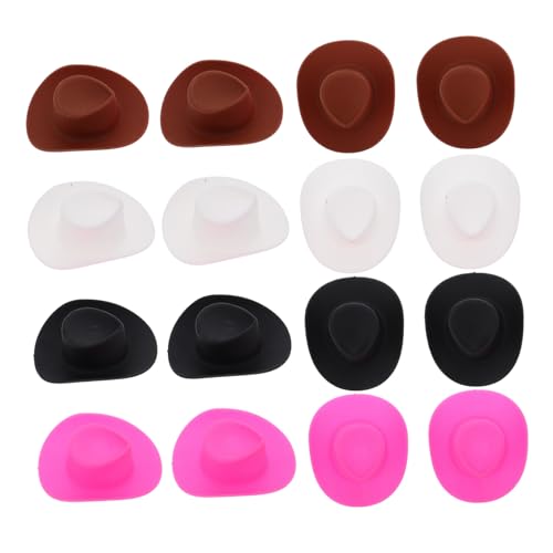Supvox 4 Stück Teiliges Mini Cowgirl Hüte für Puppen und Bunte Western Cowboy Hüte in Glitzer und Dunkelbraun Vielseitig für DIY Basteln und Partydekorationen Niedliche Accessoires für von Supvox