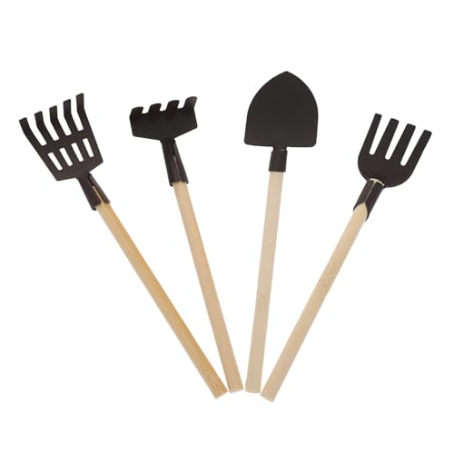 Supvox 4 Stück Teiliges Mini Gartenwerkzeug für Inklusive Kleiner Schaufel Rechen und Forke Sicherer Rustikales Design für Puppenhaus und DIY Dekoration von Supvox