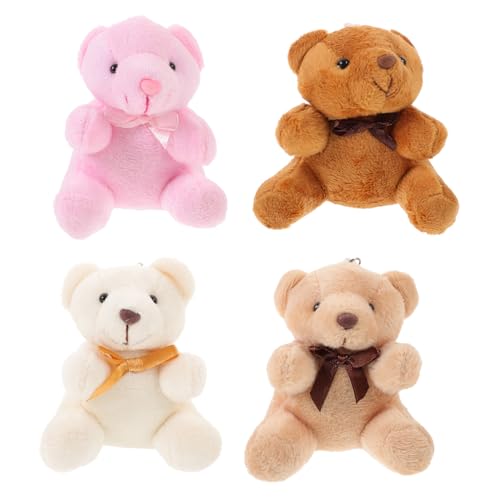 Supvox 4 Stück Teiliges Plüsch Bären Schlüsselanhänger Weiche Leichte Kuscheltier Deko anhänger Sitzende Kuscheltiere als Rucksack Taschencharms für Mädchen Party Wohnraumdeko von Supvox