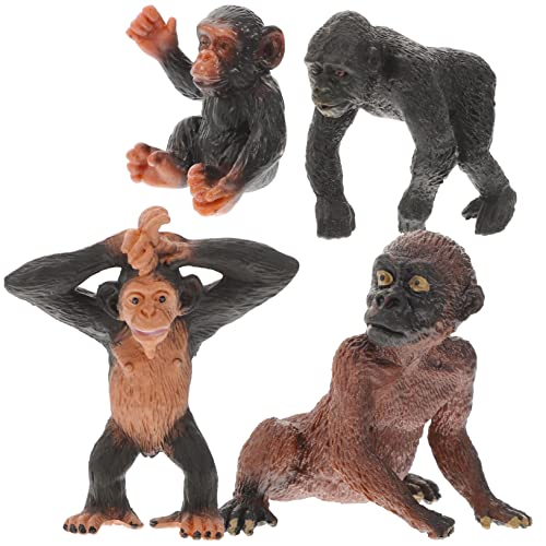 Supvox 4 Stück Teiliges Schimpansen Tiermodellset Realistische Waldtierfiguren für Lernspielzeug Kreativität und Kognitiven Fähigkeiten für Dekoration und Spiel im Freien von Supvox