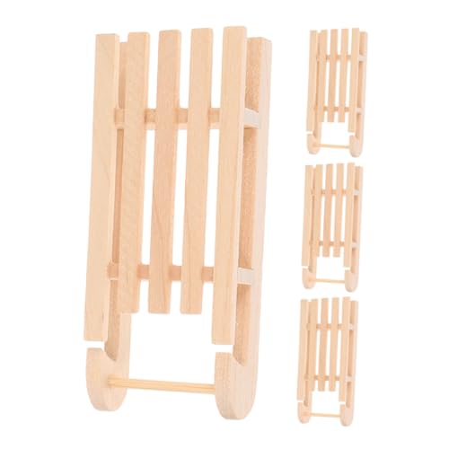 Supvox 4 Stück Teiliges Schlitten aus Holz für Puppenhaus Dekoration DIY Weihnachtsornamente für Miniatur Szenen für Kreative Xmas Feierlichkeiten von Supvox
