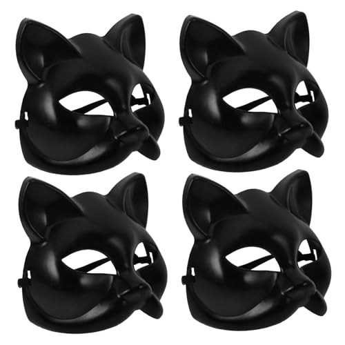 Supvox 4 Stück Teiliges Schwarzes Katzen Halbgesichtsmaske Diy zum Bemalen Vielseitige Masquerade Maske für Fasching Halloween Karneval Kostüm Party für Damen und Herren Supvox 4 Stück Teiliges Schwarzes Katzen Halbgesichtsmaske Diy zum Bemalen Vielseitige Masquerade Maske für Fasching Halloween Karneval Kostüm Party für Damen und Herren von Supvox