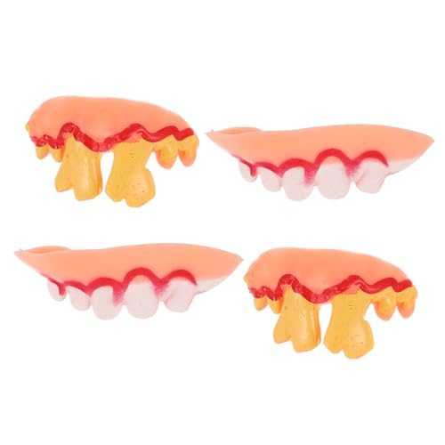 Supvox 4 Stück Teiliges Set Lustige Fake Zähne Kostümzubehör Stabile Halloween Party Dentures für Cosplay Erwachsene und Gruselige Verkleidung von Supvox
