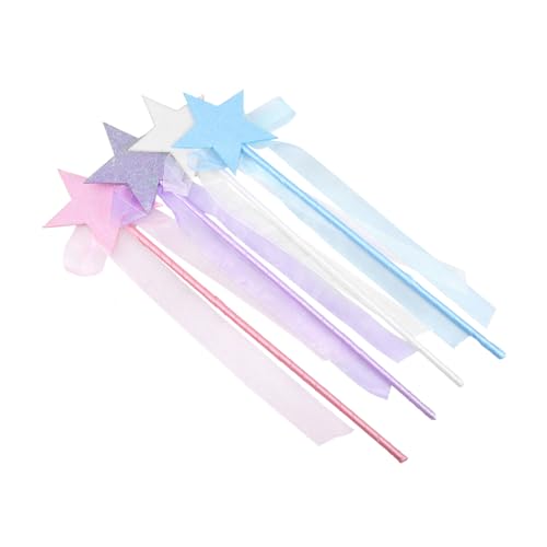 Supvox 4 Stück Teiliges Stern Glitzerndes Party und Accessoire Bunte Feenstäbe in für Kostüm Geburtstag Cosplay und Festliche Anlässe von Supvox