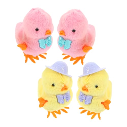 Supvox 4 Stück Teiliges Wind Up Küken Buntes Plüschhuhn mit Aufziehmechanismus Springendes Osternest Füllmaterial Kindgerechtes Partyspielzeug für Mädchen und Jungen von Supvox