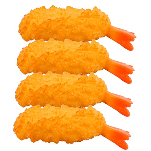 Supvox 4 Stück Tempura Gebratenes Garnelenmodell Lebensechtes Lebensmittelmodell Gefälschtes Tempura-Modell Künstlich Gebratene Tempura-Garnelen Simuliertes Spielfutter PVC von Supvox