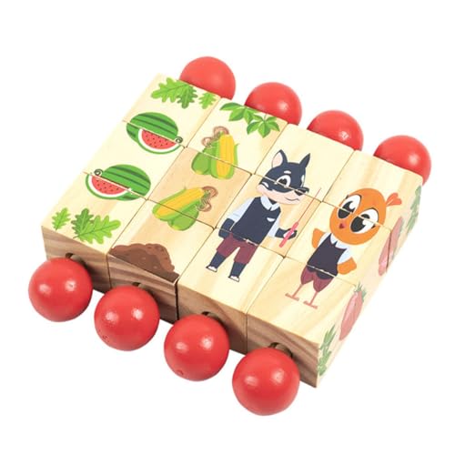 Supvox 4 Stück Tierpuzzle Bausteine Kinderspielzeug Kinderpuzzles Lernpuzzle Passendes Puzzle Lernpuzzle Baustein Tier Lernspielzeug Holz Rot von Supvox