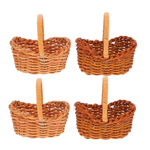 Supvox 4 Stücke Handgewebte Basket für Puppenhaus DIY Projekte und Heimdekoration Vielseitig Einsetzbar für Kleine Gegenstände und Tischdekoration von Supvox
