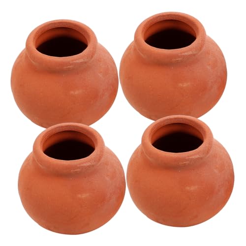 Supvox 4 Stücke Mini-blumentopf Aus Keramik Deko DIY Puppenhauszimmer Puppenhausblumen Puppenhaus Pflanzen Kleine Mini-tontöpfe Puppenhaus-Miniatur-Essen Miniatur-bonsaischalen Orange von Supvox