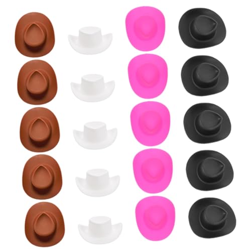 Supvox 40 Stück Mini-cowboyhut Mini-cowboyhüte Groß Miniatur-hüte in Verschiedenen Größen Rosafarbener Cowgirlhut Cowboy-Dekorationen Dekorativ Kuh Verrückter Hut Plastik von Supvox