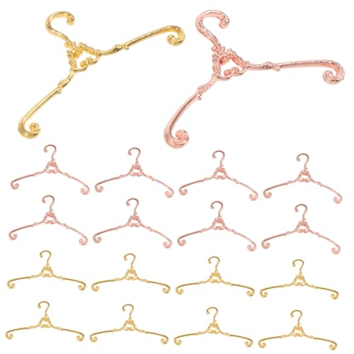 Supvox 40 Stück Teiliges Mini Kleiderbügel für Puppen Metall Vintage Hänger in Gold und Roségold Kleine Aufbewahrungslösung für Puppenkleidung für Puppenhäuser und von Supvox
