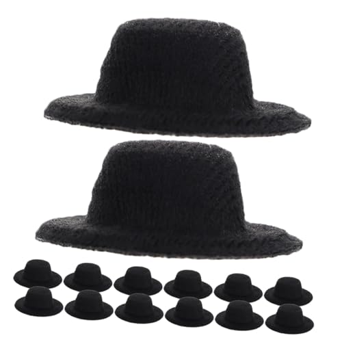 Supvox 40 Stück Teiliges Mini Miniatur Schwarz Kreative DIY Bastelzubehör für Puppenhaus Haarclip Festliche Dekoration Handliche Charmante Mini Hüte für Familienaktivitäten von Supvox