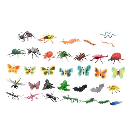Supvox 43 Stück Teiliges Insektenspielzeug Realistisch Gestaltete Kinderfiguren mit Fröschen Schmetterlingen Libellen Pädagogisch für Mädchen und Jungen Sicher und Langlebig von Supvox