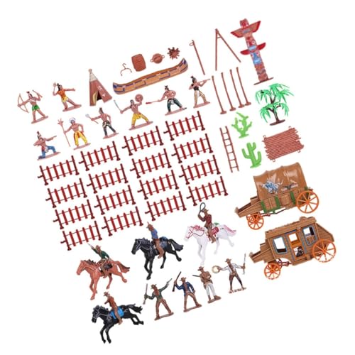 Supvox 43 Stück Teiliges Western Cowboy Figuren Detailreiche Miniatur Figurenmodelle Robuste Simulation von Charakteren für Kinderspiele Sammlungen Landschaftsdekoration und Modellbau von Supvox