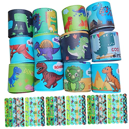Supvox 48 Stück Dinosaurier-Armband Party Dinosaurier-Schlagarmbänder dekorative Schlagarmbänder praktische Armbänder Dinosaurier drucken Slap-Bands Slap Armbänder PVC Grün von Supvox