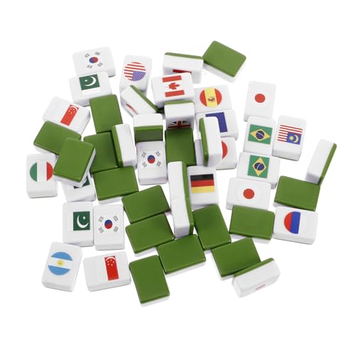 Supvox 48 Stück Teiliges Nationalflaggen Mahjong Spielset Innovative Spielmodi für Familie Freunde für Partys und Traditionellem und Eliminations Mahjong von Supvox