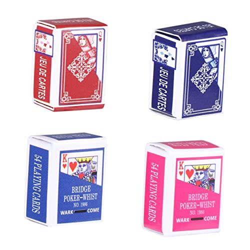 Supvox 4Satz Mini Pokerspielkarten für Brettspiele und Puppenhaus Dekoration Robuste Mini Papierkarten mit Design Kreative DIY Projekte und Kartenspiele von Supvox