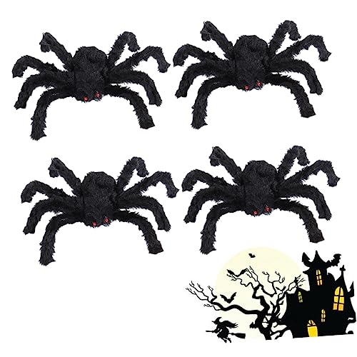 Supvox 4Stücke Halloween Plüsch Spinnen Deko Schwarze Spinne Lustige Requisiten Für Partys Spukhäuser Und Mehr Für Gruselige Halloween Dekorationen von Supvox
