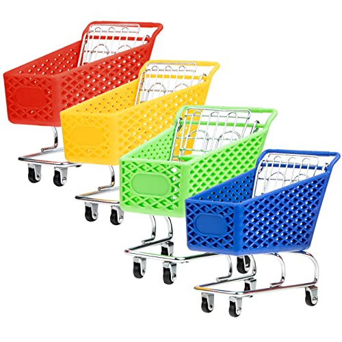 Supvox 4Stücke Mini Einkaufswagen Modell Teiliges Dekorativer Handcart für Schreibtisch aus Hochwertigem zur Aufbewahrung Kleiner Gegenstände von Supvox