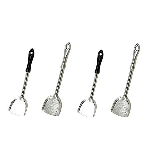 Supvox 4Stücke Mini Spatel Dekorationen Für Puppenhäuser Teiliges Silberne Mini Küchenutensilien Mit Schwarzem Griff Zubehör Für Miniaturlandschaften Und Kreative Spielwelten von Supvox