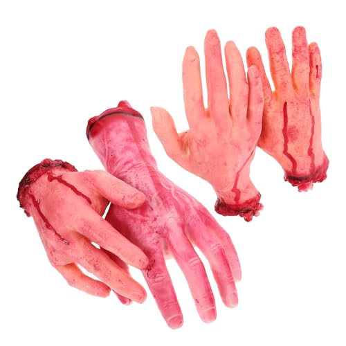 Supvox 4Stücke Teiliges Halloween Requisiten Set Gruselige Abgetrennte Hände für Dekoration Körperteile für Halloween Partys und Spukhäuser von Supvox