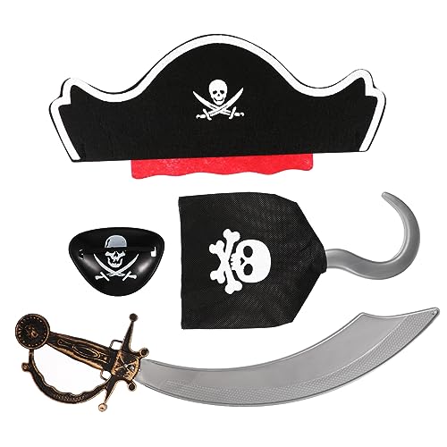 Supvox 4Stücke Teiliges Piratenkostüm Für Halloween Und Karneval Piratenkopfband Augenklappe Handhaken Und Piratenschwert Für Kindergeburtstage Cosplay Und Faschingspartys von Supvox