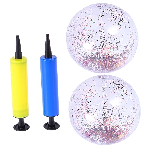 Supvox 4Stücke Transparente Glitzer Strandbälle Mit Aufblasbaren Wasserbällen Für Partys Und Spielspaß Im Wasser Pumpen Für Einfache Handhabung von Supvox